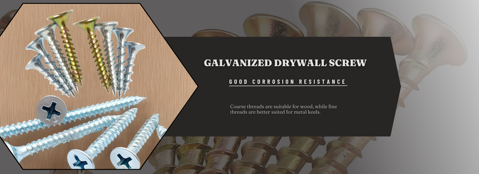 Galvanized drywall screws are widely used in residential, commercial construction and renovation projects, mainly used to fix walls, ceilings and other gypsum board structure