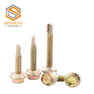 Yellow zinc Hex head self drilling screws with pvc washer