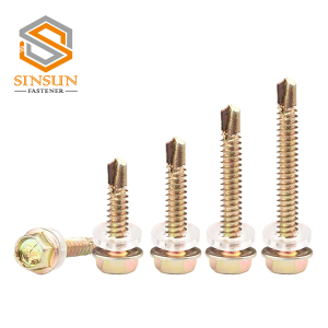 Yellow zinc Hex head self drilling screws with pvc washer