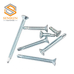 Tek Screws Flat Head Csk Self Drilling White Blue Zinc Plated Screw