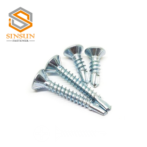 Tek Screws Flat Head Csk Self Drilling White Blue Zinc Plated Screw