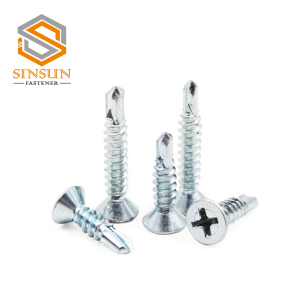 Tek Screws Flat Head Csk Self Drilling White Blue Zinc Plated Screw