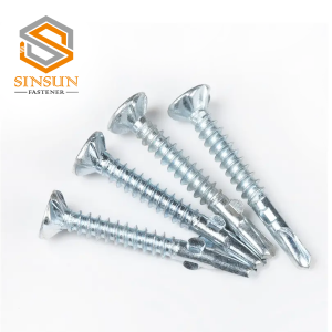 Tek Screws Flat Head Csk Self Drilling White Blue Zinc Plated Screw