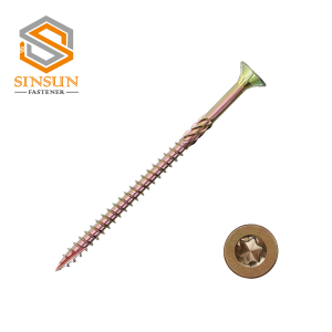 Yellow Zinc Plated Chipboard Screws Torx head with Cutting Point