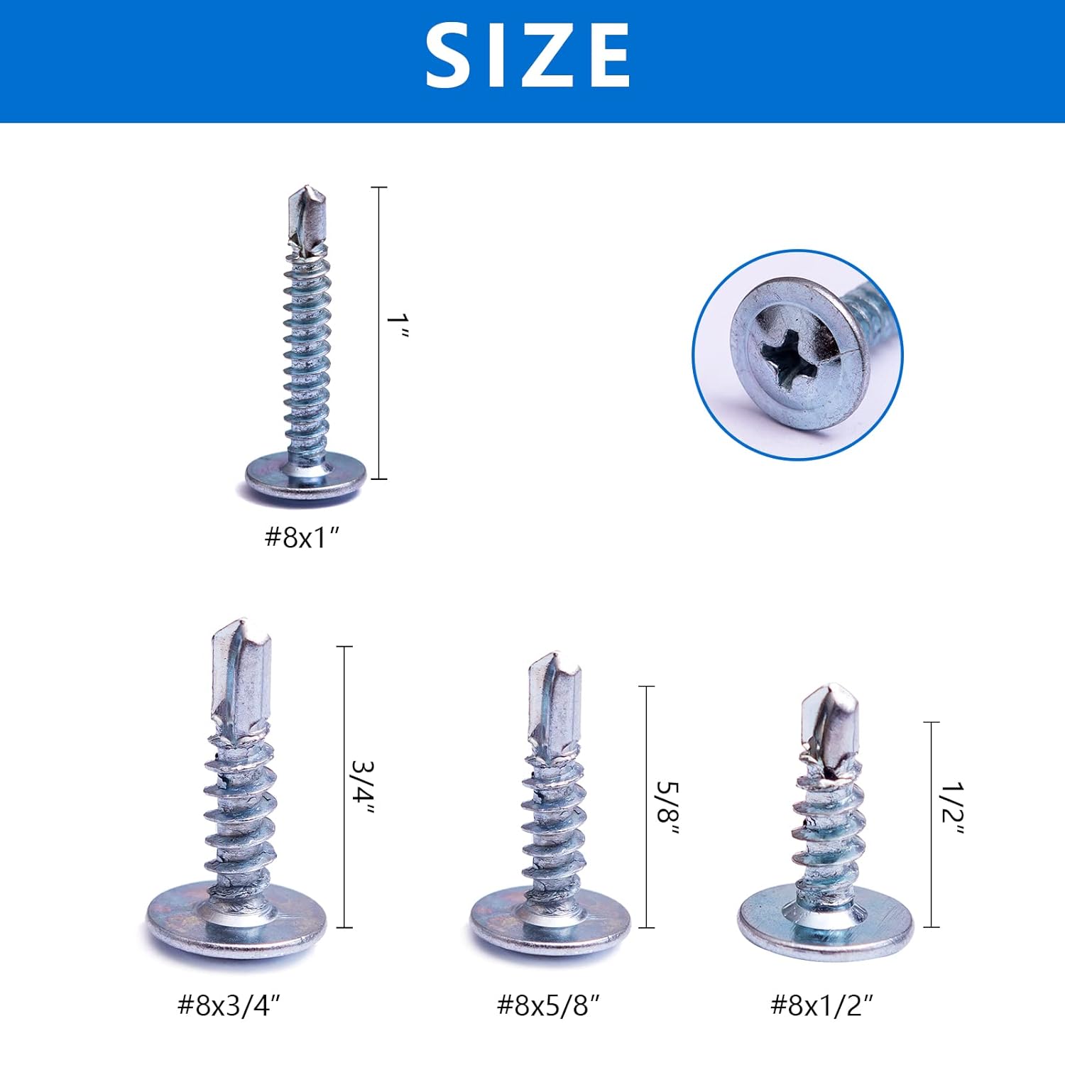 A truss head self-drilling screw is a type of fastener with a wide, flat head and a self-drilling tip. The truss head provides a larger bearing surface and is often used in applications where a larger load-bearing area is required. The self-drilling feature allows the screw to create its own hole as it is driven into the material, eliminating the need for pre-drilling. These screws are commonly used in construction, metal fabrication, and other applications where a strong, secure fastening is needed. They are available in various sizes and materials to suit different applications.