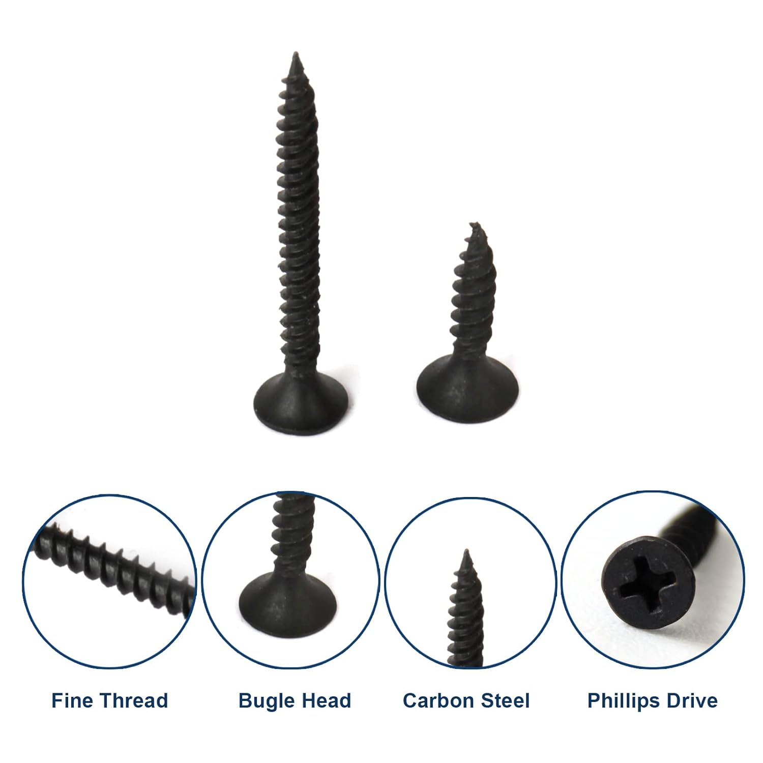 2 inch drywall screws size