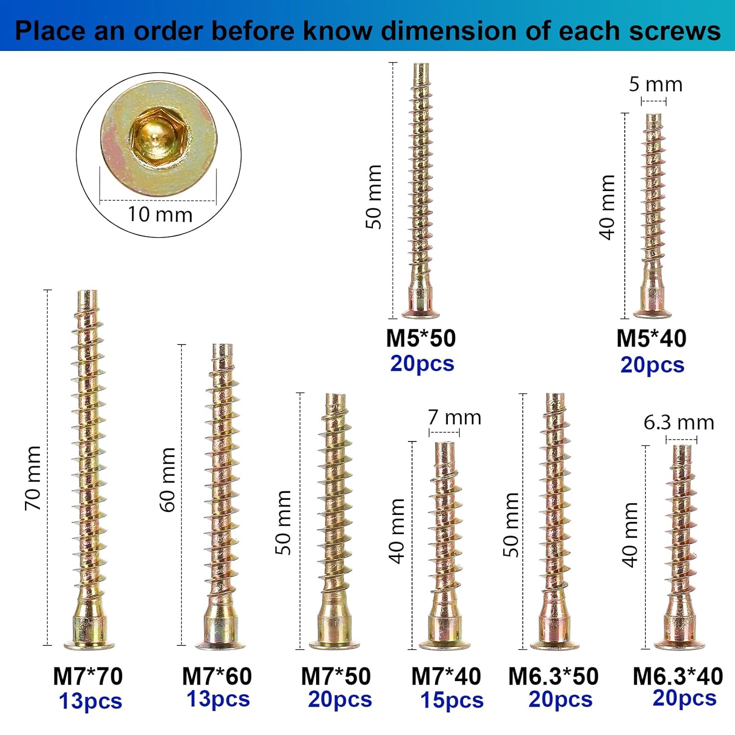 Confirmat Screws Yellow Zinc