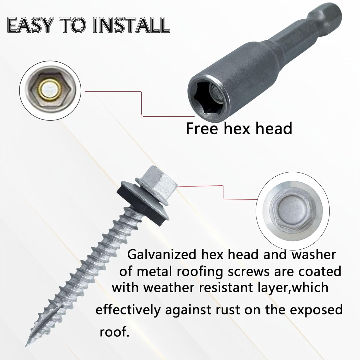 Tornillo para Techo con Cabeza Hexagonal Flange Punta 17