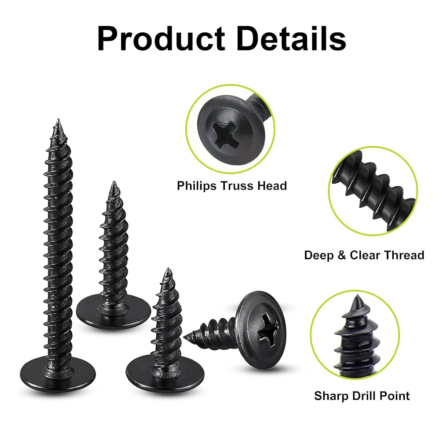 Black Truss Head  Self Tapping Screws