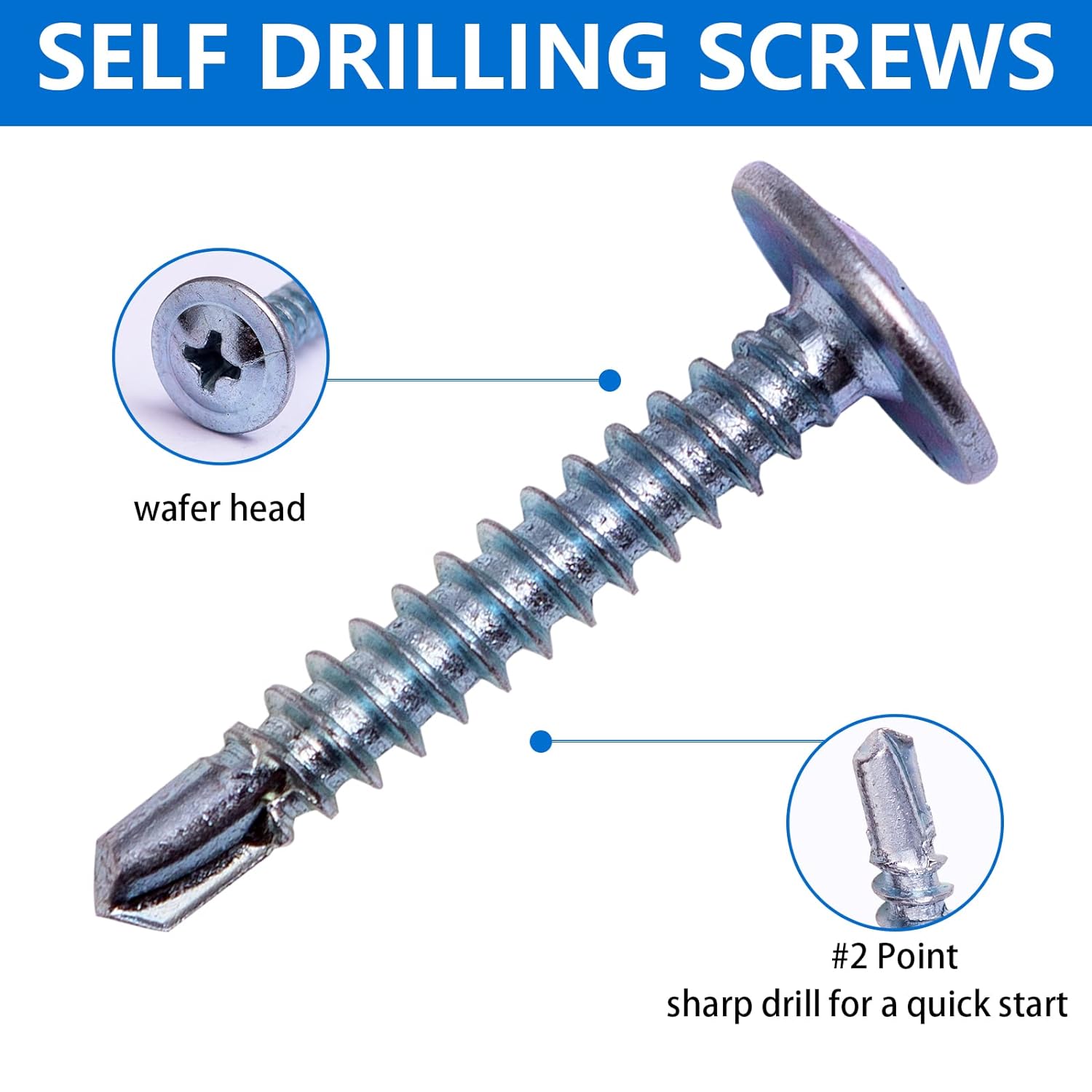 A truss head self-drilling screw is a type of fastener with a wide, flat head and a self-drilling tip. The truss head provides a larger bearing surface and is often used in applications where a larger load-bearing area is required. The self-drilling feature allows the screw to create its own hole as it is driven into the material, eliminating the need for pre-drilling. These screws are commonly used in construction, metal fabrication, and other applications where a strong, secure fastening is needed. They are available in various sizes and materials to suit different applications.