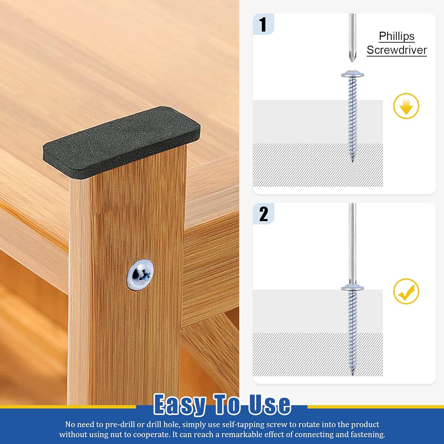 Los tornillos para madera autorroscantes con cabeza de armadura y cola puntiaguda se utilizan comúnmente en aplicaciones de carpintería y carpintería. El diseño del cabezal de armadura proporciona una superficie más grande para distribuir la carga, lo que los hace adecuados para aplicaciones donde se requiere una conexión fuerte y segura. La cola puntiaguda permite una penetración más fácil en la madera sin necesidad de taladrar previamente, lo que los hace convenientes para diversas tareas de sujeción de madera.  Estos tornillos se utilizan a menudo en proyectos de carpintería, como montaje de muebles, ebanistería y trabajos de carpintería en general. El diseño de la cabeza del armazón ayuda a evitar que el tornillo atraviese la madera, proporcionando una conexión más segura y estable. Están disponibles en varias longitudes y diámetros para adaptarse a diferentes espesores de madera y requisitos del proyecto.