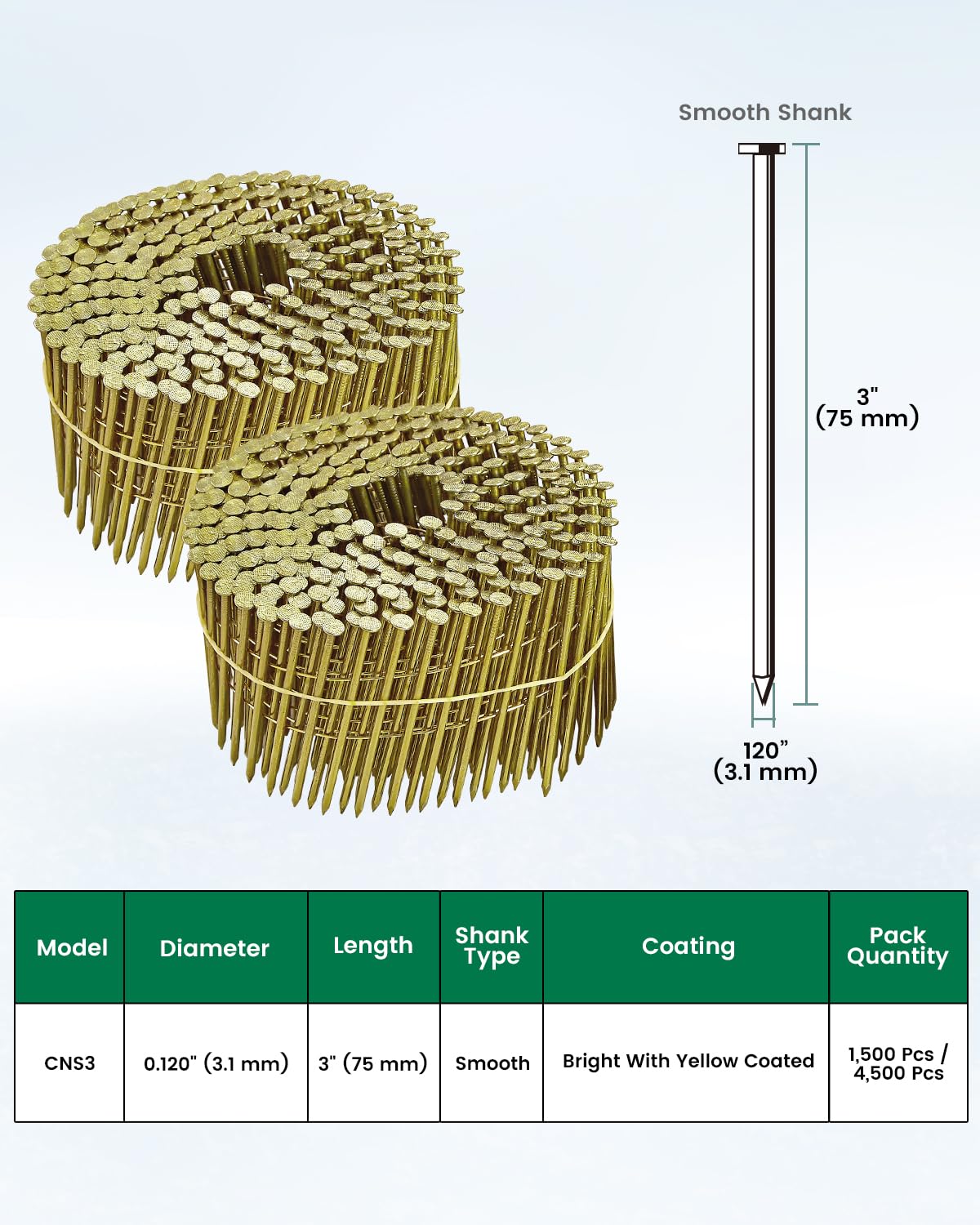 X Smooth Shank Collated Coil Nails