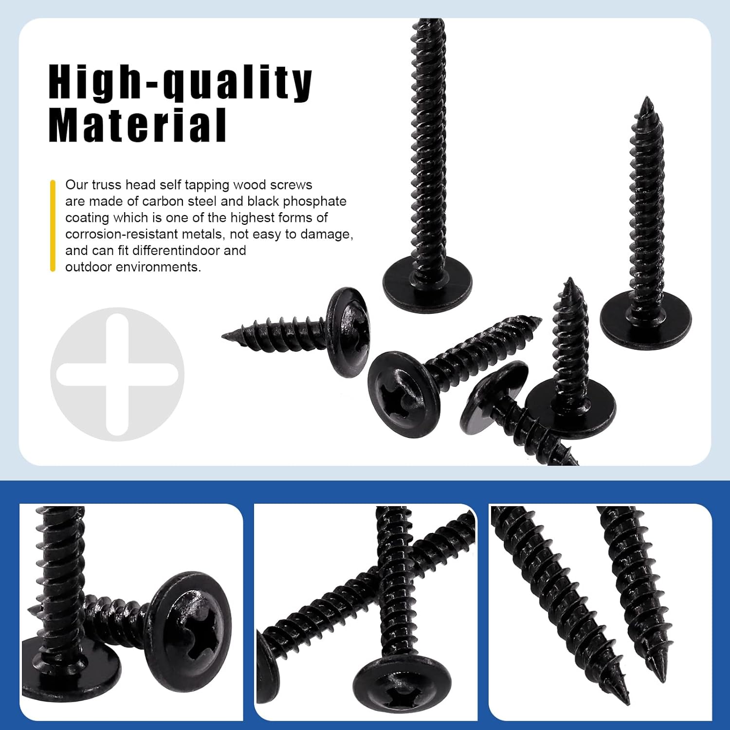 Black Truss Head Phillips Drive Wood Screws Self Tapping Screws