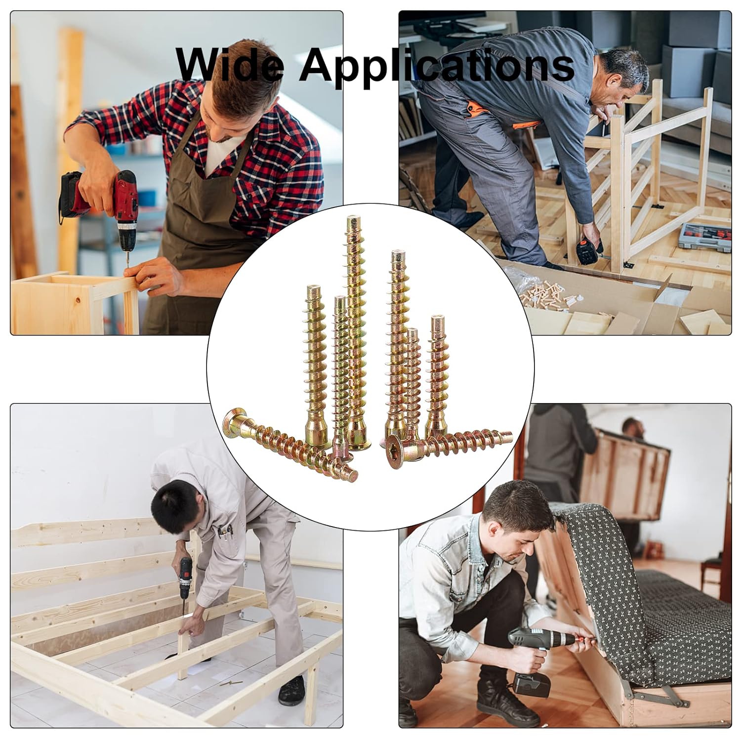 Furniture Confirmat screws are commonly used in woodworking and furniture assembly to create strong and durable connections between wooden components. These screws are specifically designed for use in furniture construction, particularly for joining panels, cabinets, shelves, and other furniture items.  The coarse threads of Confirmat screws provide excellent holding power in wood, making them ideal for creating sturdy joints. They are often used in conjunction with pre-drilled holes to ensure a precise and snug fit, which helps prevent splitting and ensures a secure connection.  Furniture Confirmat screws are available in various sizes to accommodate different thicknesses of wood, and they are often used with a hex key or Allen wrench for installation. Their ability to create strong, flush joints makes them a popular choice for professional woodworkers and DIY enthusiasts alike.