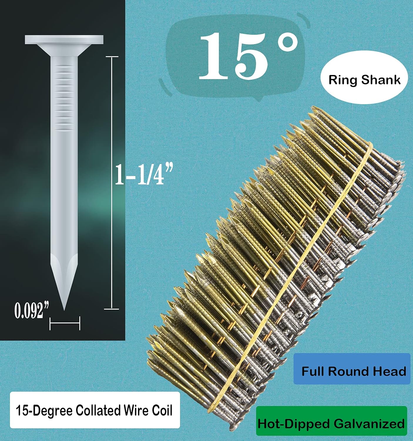 alvanized Collated Wire Coil Ring Shank