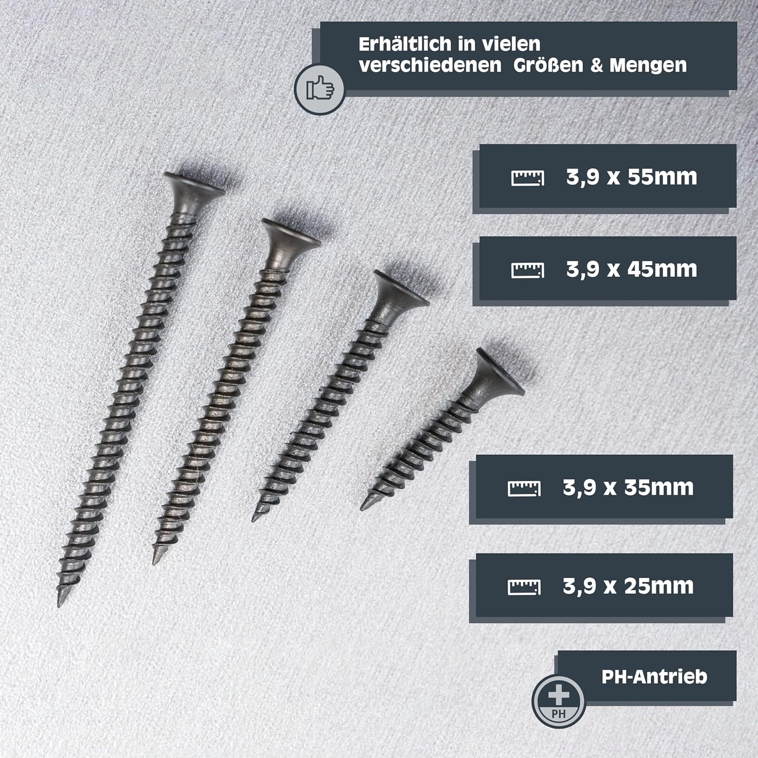 Gray color drywall screws are commonly used in construction and carpentry projects. The gray color is typically a result of a zinc coating, which provides corrosion resistance and durability. These screws are designed to securely fasten drywall to wood or metal studs, and their color can help them blend in with the surrounding materials. When using gray color drywall screws, it's important to select the appropriate length and gauge for the specific application to ensure a strong and reliable installation.
