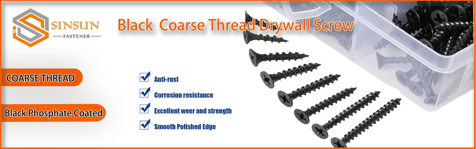 Black  Coarse Thread Drywall Screw