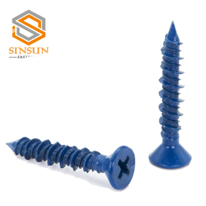 Flat head blue concrete screws