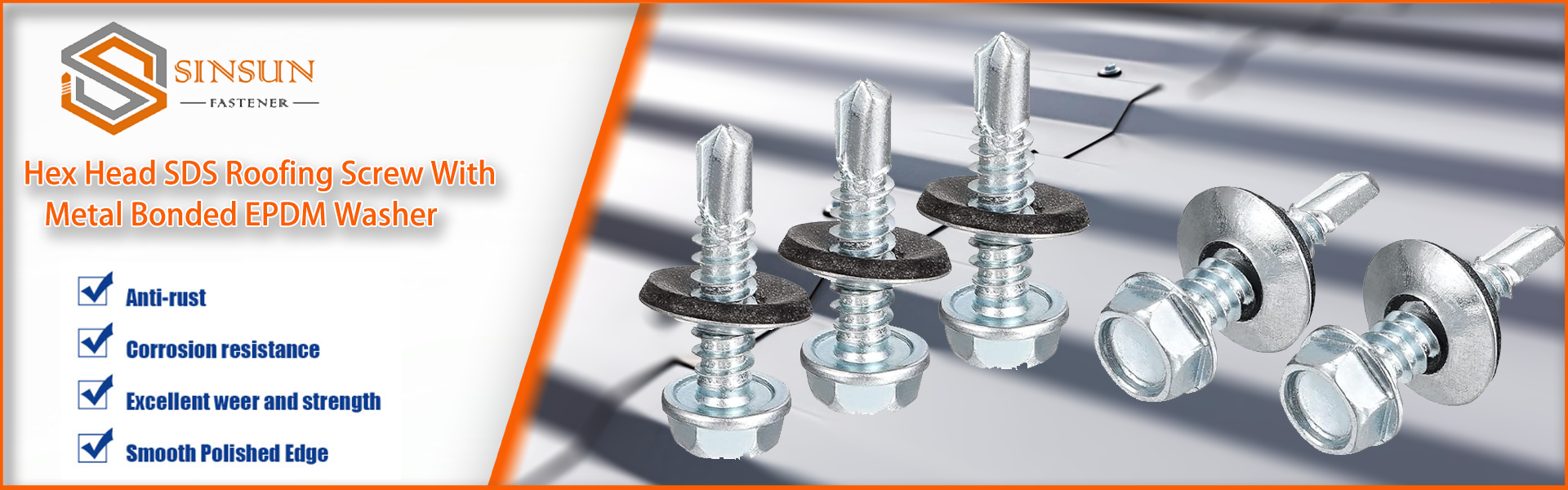 Hex Head SDS Roofing Screw With Metal Bonded EPDM Washer