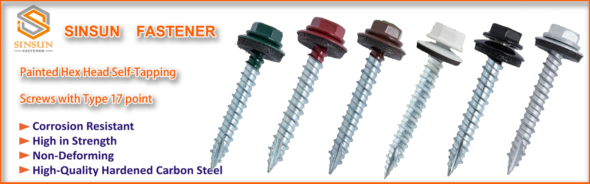 Painted Hex Head Self-Tapping Screws with Type 17 point