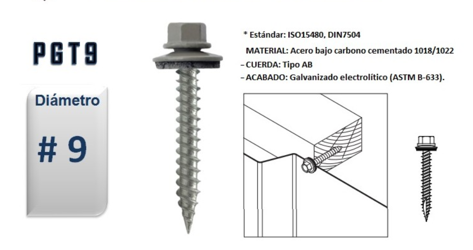 Tornillo Autoperforante Hexagonal Punta Aguja