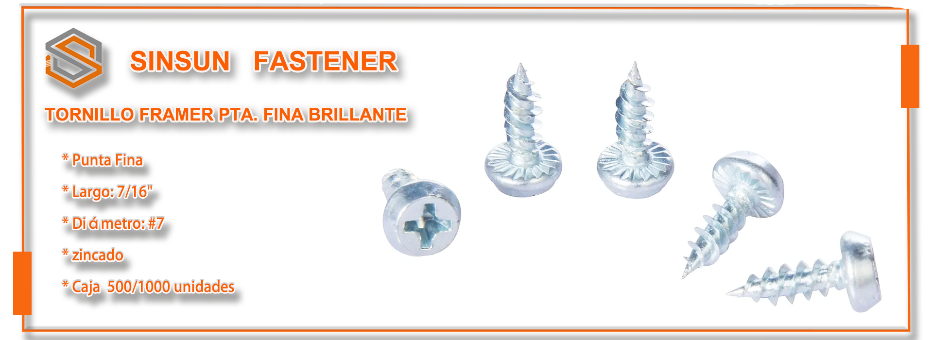 Tornillo Framer Pta. Fina Brillante