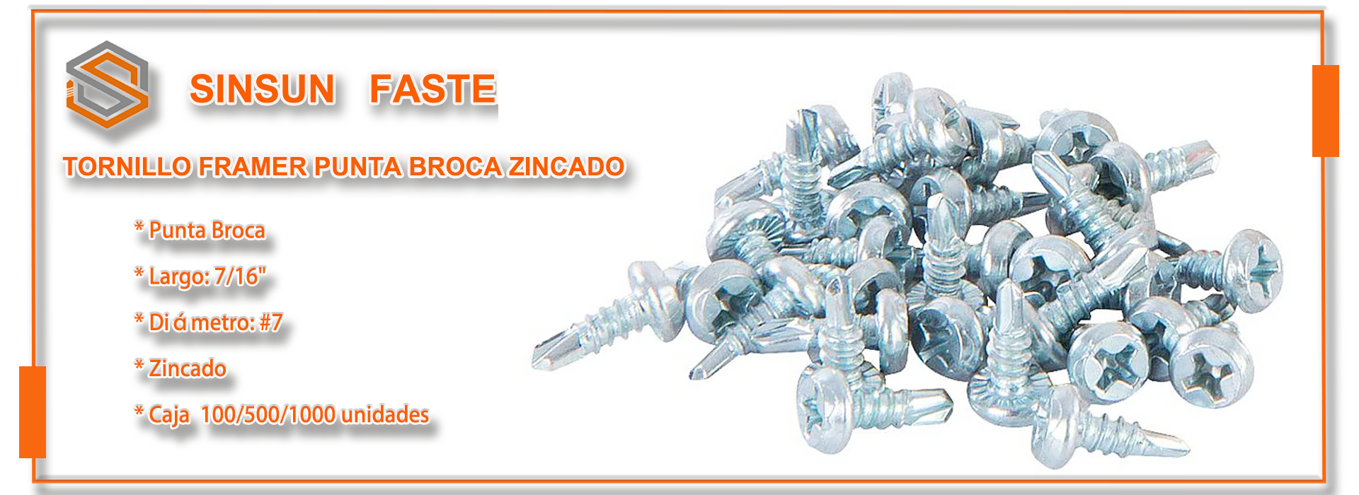 Tornillo Framer Punta Broca zincado