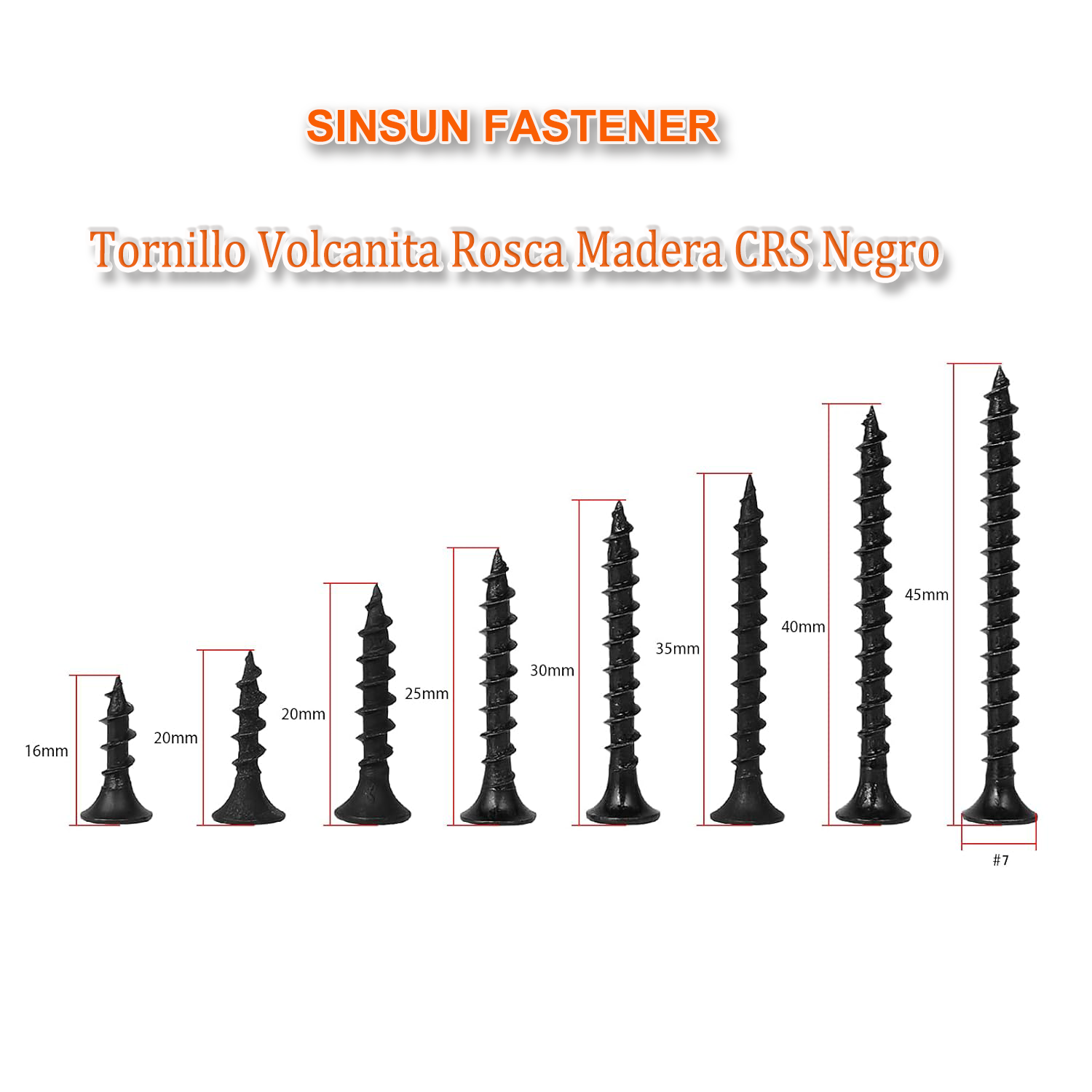 Tornillo Volcanita Rosca Madera CRS Negro