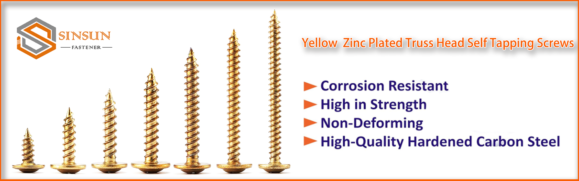 Yellow  Zinc Plated Truss Head Self Tapping Screws