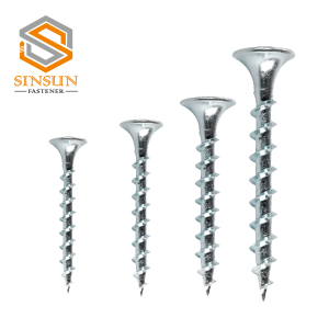 Drywall screws with coarse threading and zinc plating