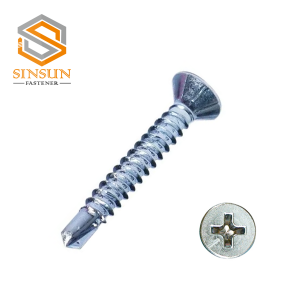 Zinc Plated Csk Flat Head Self Drilling Screw With Ribs