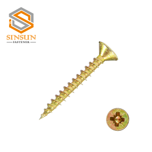 Pozi drive Yellow Zinc Single countersunk chipboard screw