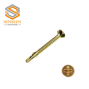 CSK Head Self Drilling Screw  Rib Zinc Yellow with wing